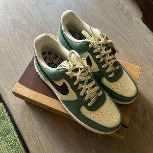 Nike Coconut Milk and Green Sneakers